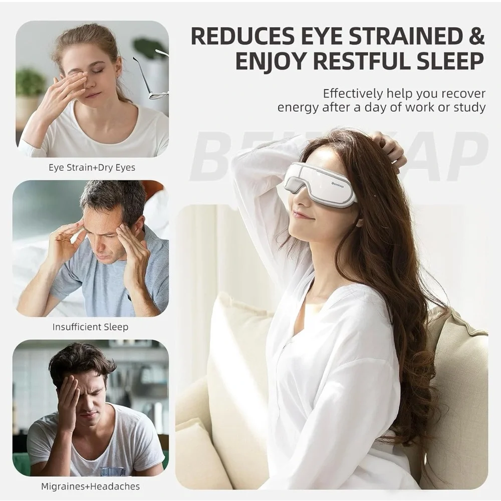 Bengbuey Smart Eye Mask: Massage & Heat w Bluetooth